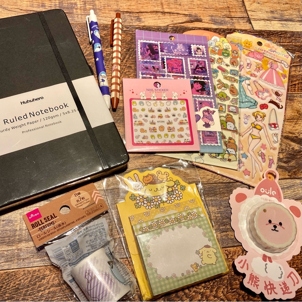 Kawaii Stationery Gift Set - Stickers & Notebook